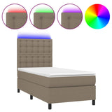 Sommier à lattes de lit et matelas et LED Taupe 80x200cm Tissu