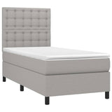 Sommier à lattes de lit avec matelas et LED Gris clair 90x190cm