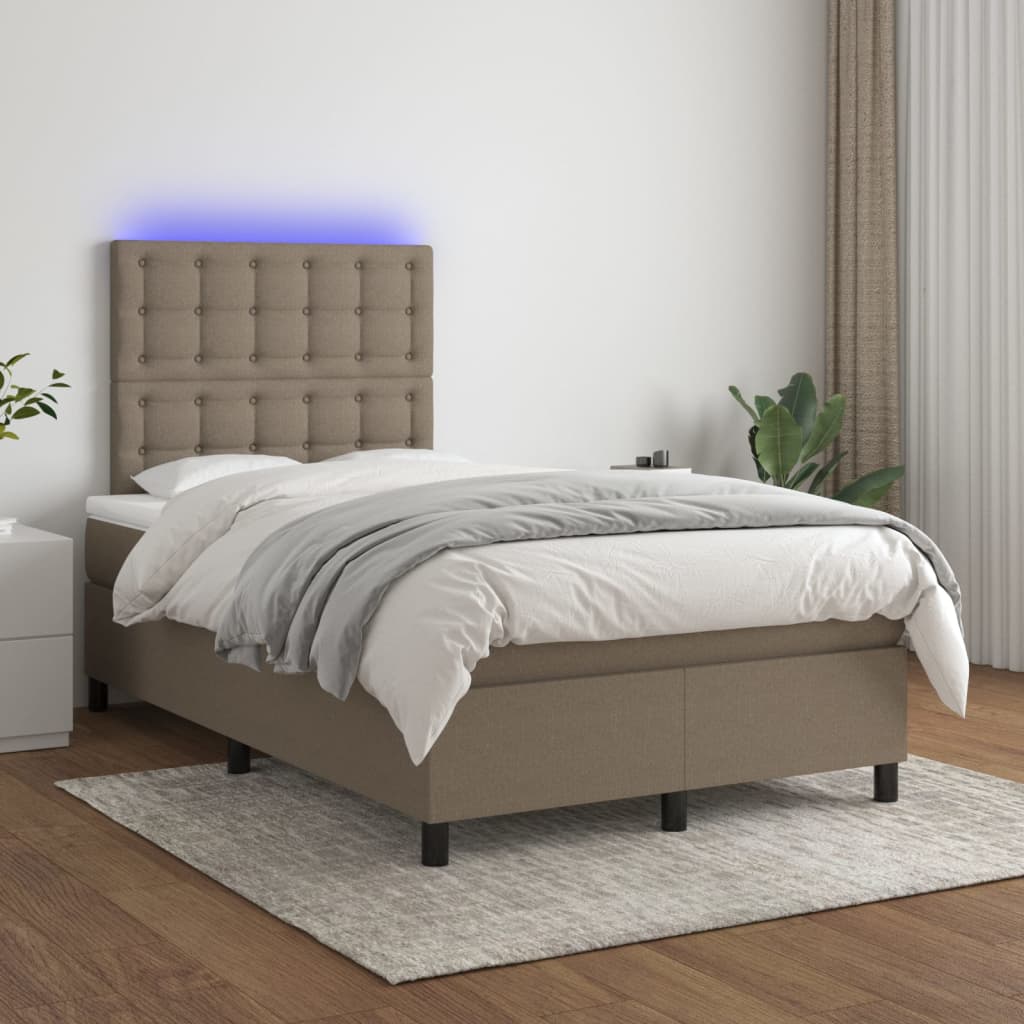 Sommier à lattes de lit avec matelas et LED Taupe 120x200 cm