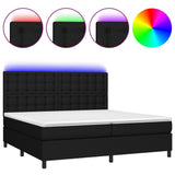 Sommier à lattes de lit et matelas et LED Noir 200x200 cm Tissu