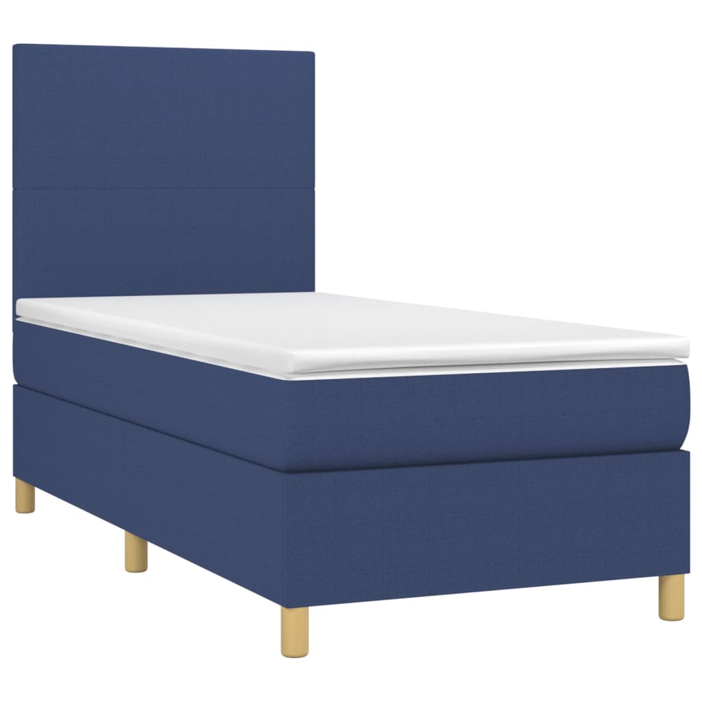 Sommier à lattes de lit avec matelas et LED Bleu 80x200cm Tissu