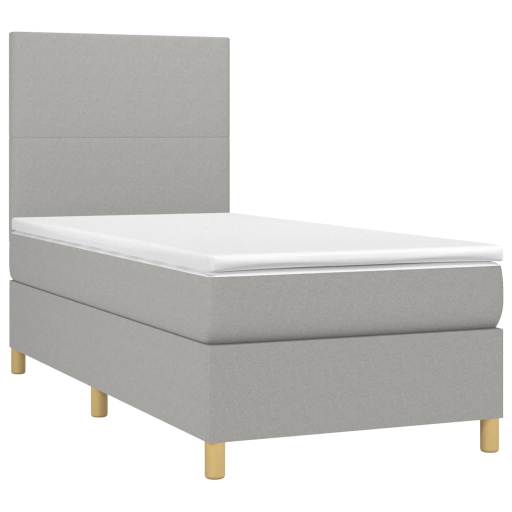 Sommier à lattes de lit avec matelas et LED Gris clair 90x190cm