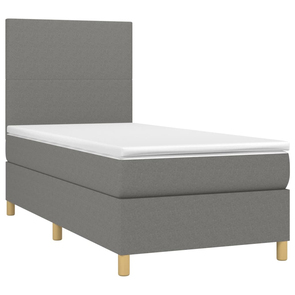 Sommier à lattes de lit avec matelas et LED Gris foncé 90x190cm