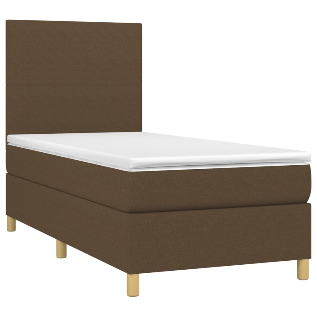 Sommier à lattes de lit matelas et LED Marron foncé 100x200cm