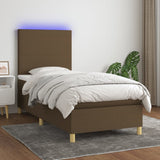 Sommier à lattes de lit matelas et LED Marron foncé 100x200cm