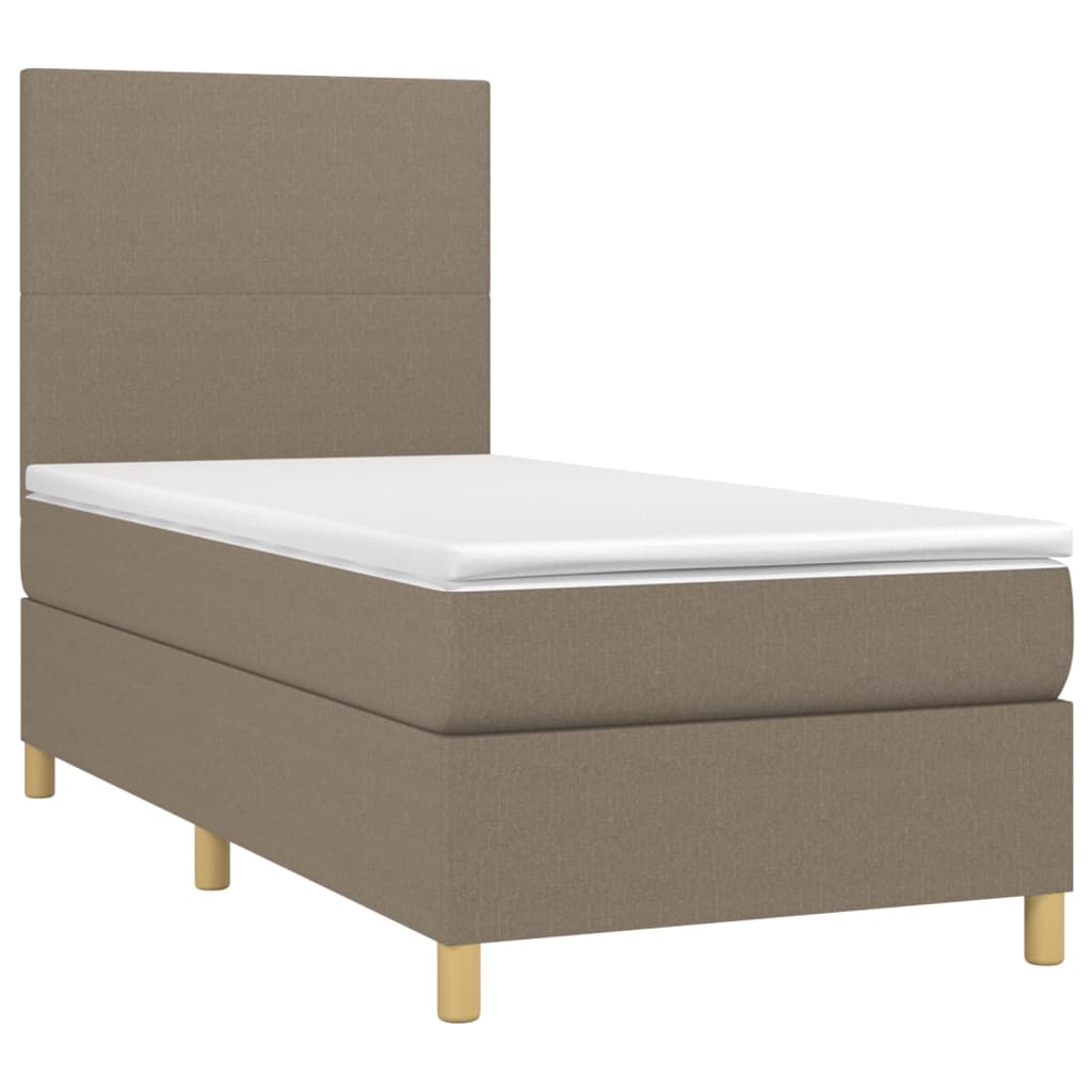 Sommier à lattes de lit et matelas et LED Taupe 100x200cm Tissu