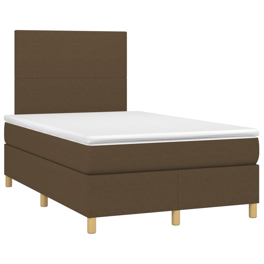 Sommier à lattes de lit matelas et LED Marron foncé 120x200 cm