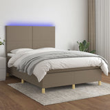 Sommier à lattes de lit et matelas et LED Taupe 140x200cm Tissu