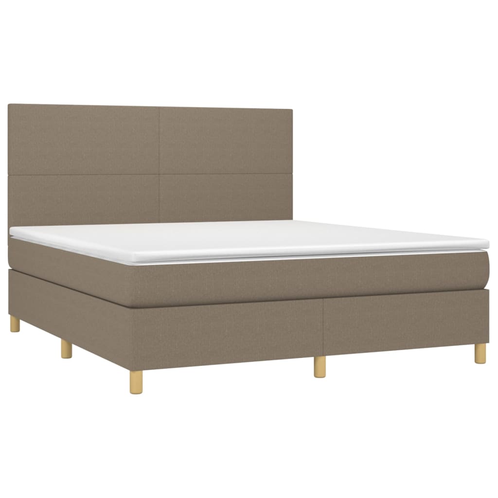 Sommier à lattes de lit et matelas et LED Taupe 160x200cm Tissu