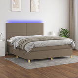 Sommier à lattes de lit et matelas et LED Taupe 160x200cm Tissu