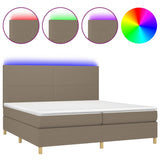 Sommier à lattes de lit et matelas et LED Taupe 200x200cm Tissu