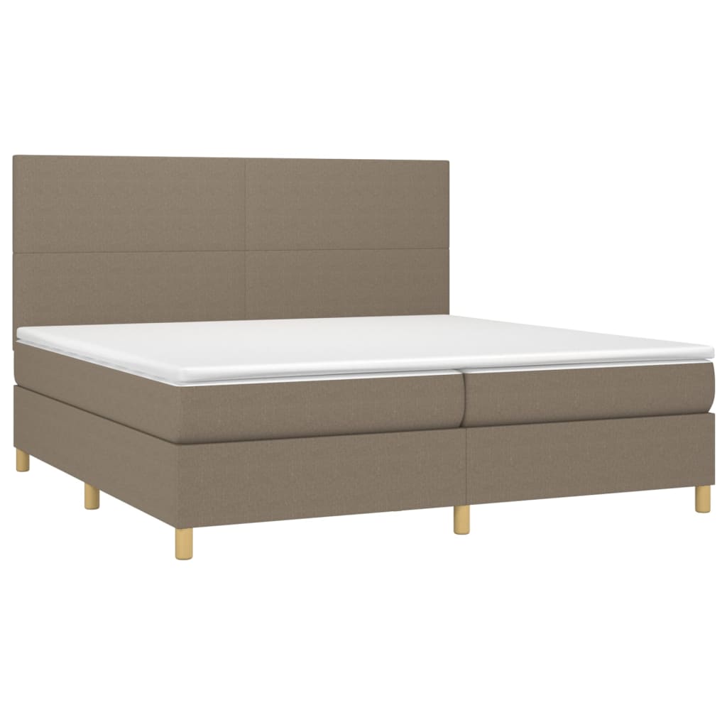 Sommier à lattes de lit et matelas et LED Taupe 200x200cm Tissu