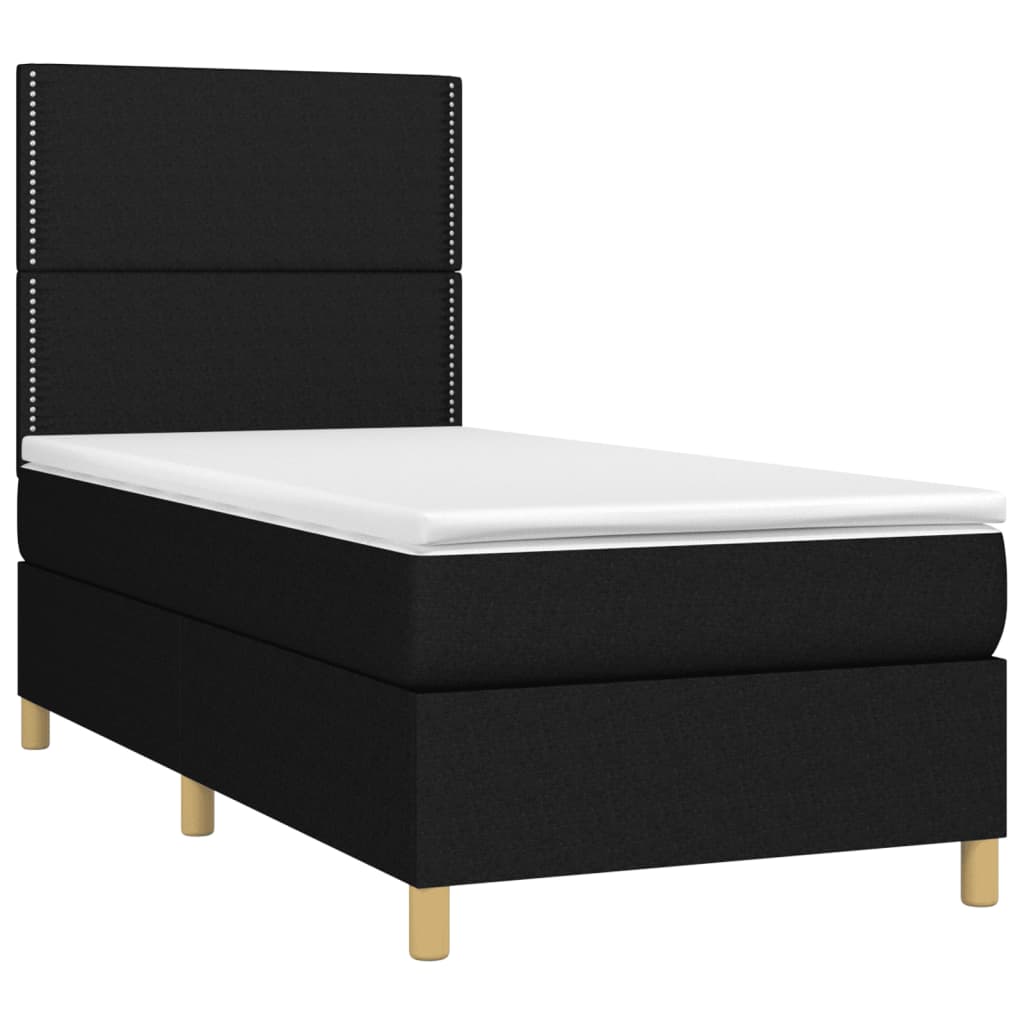 Sommier à lattes de lit avec matelas et LED Noir 80x200cm Tissu