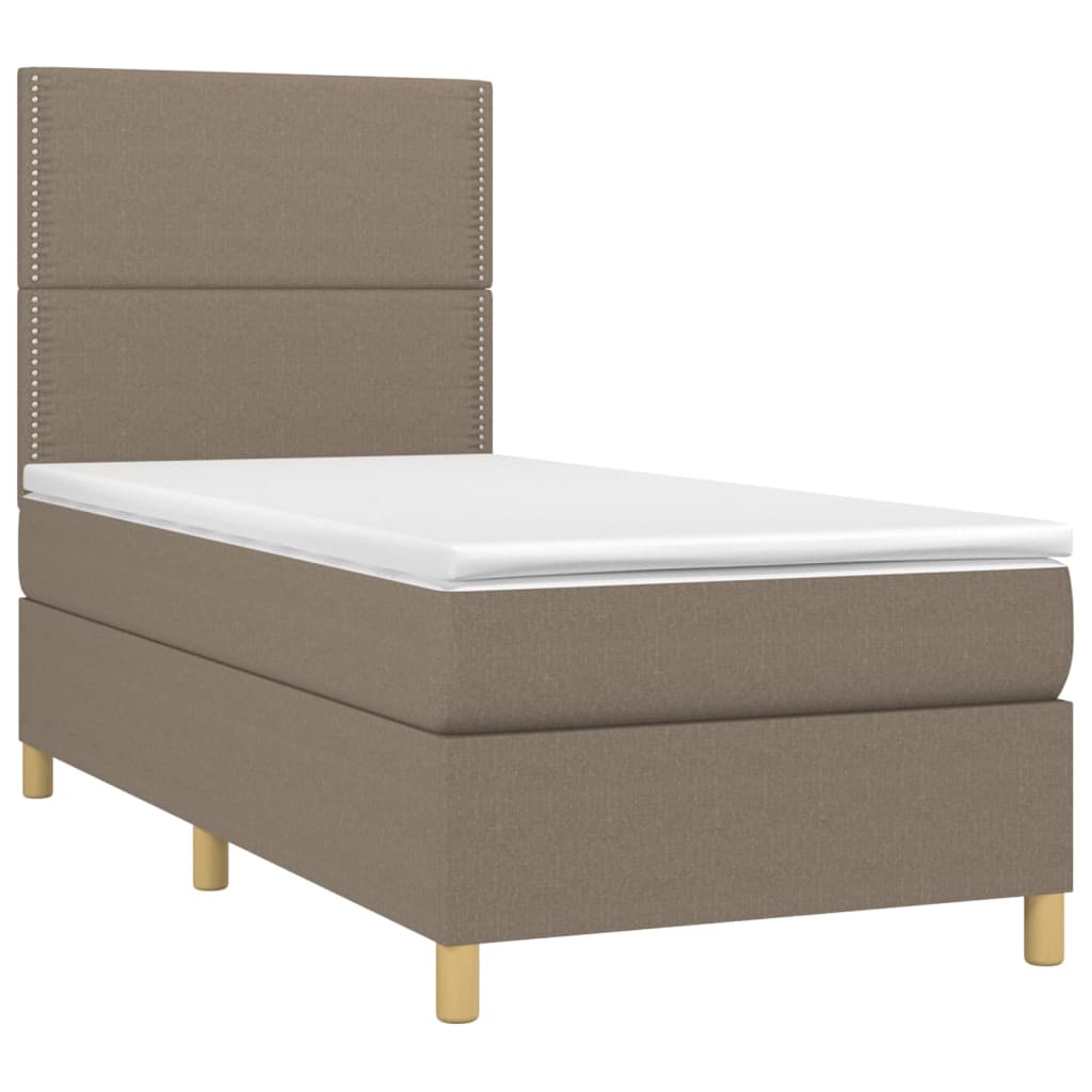 Sommier à lattes de lit et matelas et LED Taupe 80x200cm Tissu