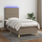 Sommier à lattes de lit et matelas et LED Taupe 80x200cm Tissu