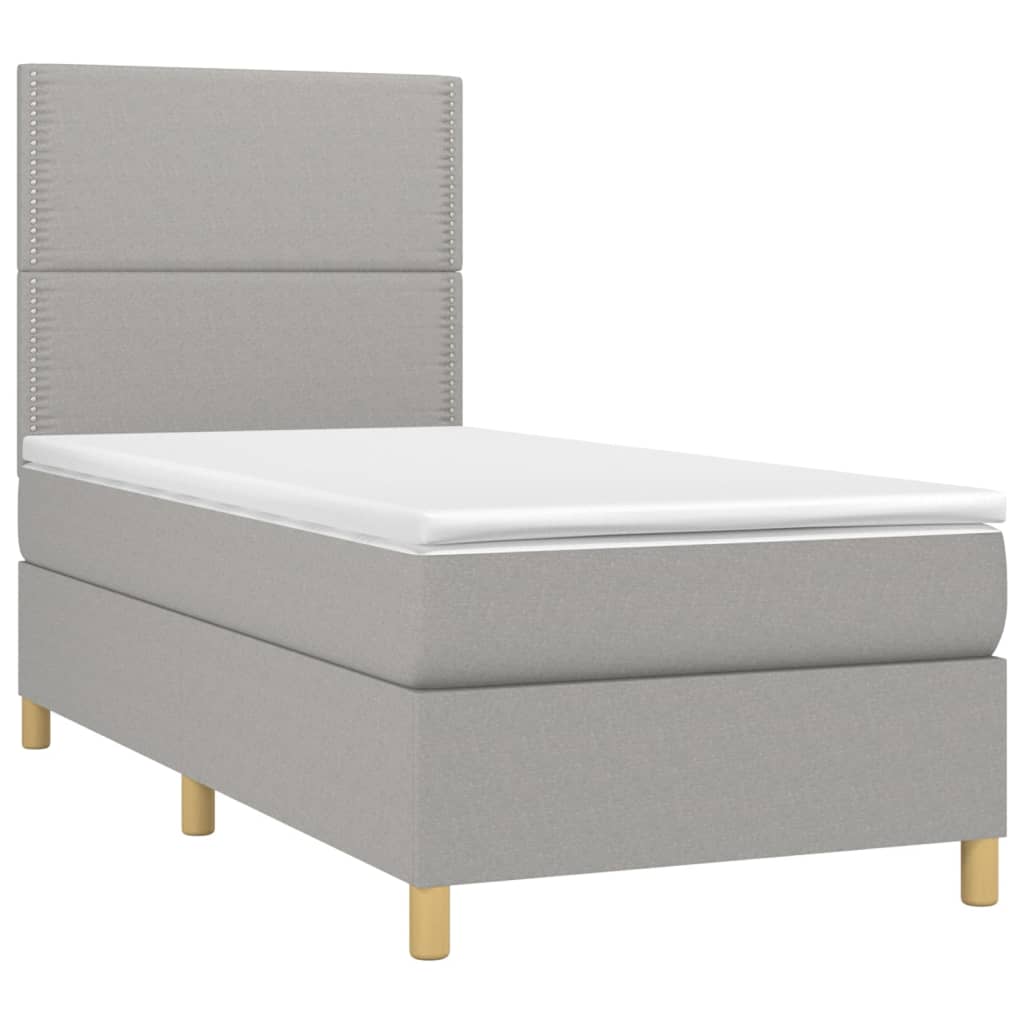 Sommier à lattes de lit avec matelas et LED Gris clair 90x190cm