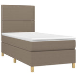 Sommier à lattes de lit et matelas et LED Taupe 90x190 cm Tissu