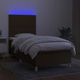 Sommier à lattes de lit matelas et LED Marron foncé 100x200cm