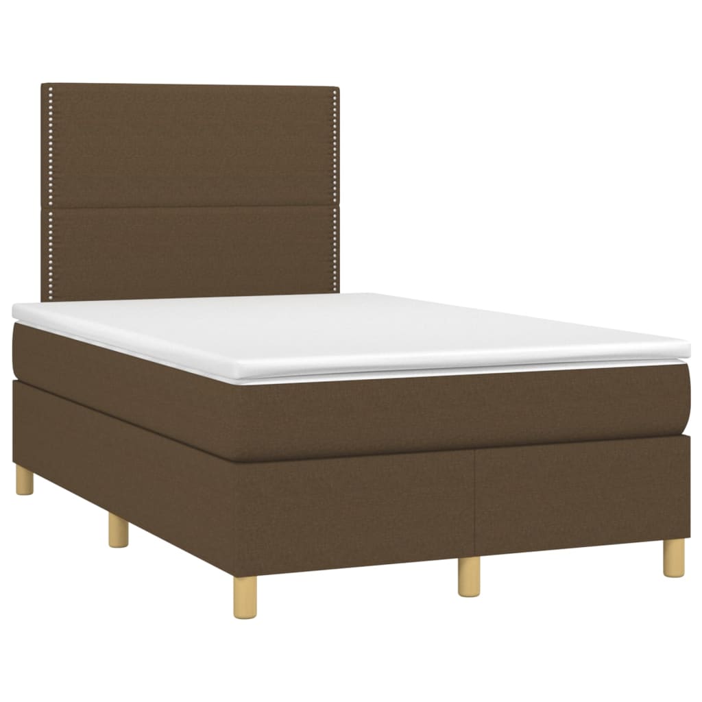 Sommier à lattes de lit matelas et LED Marron foncé 120x200 cm