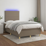 Sommier à lattes de lit et matelas et LED Taupe 120x200cm Tissu