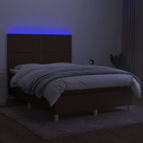 Sommier à lattes de lit matelas et LED Marron foncé 140x190 cm