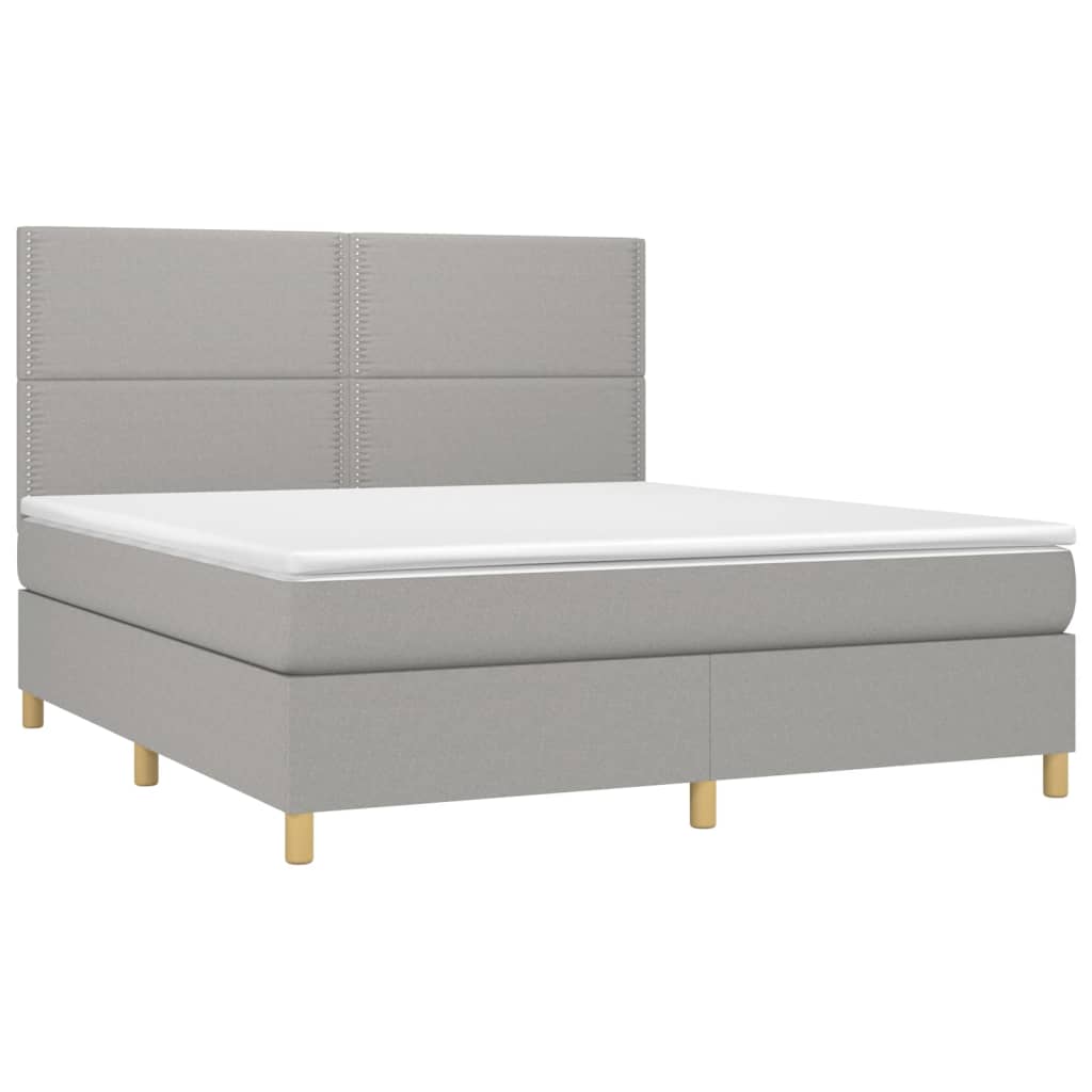 Sommier à lattes de lit matelas et LED Gris clair 160x200 cm