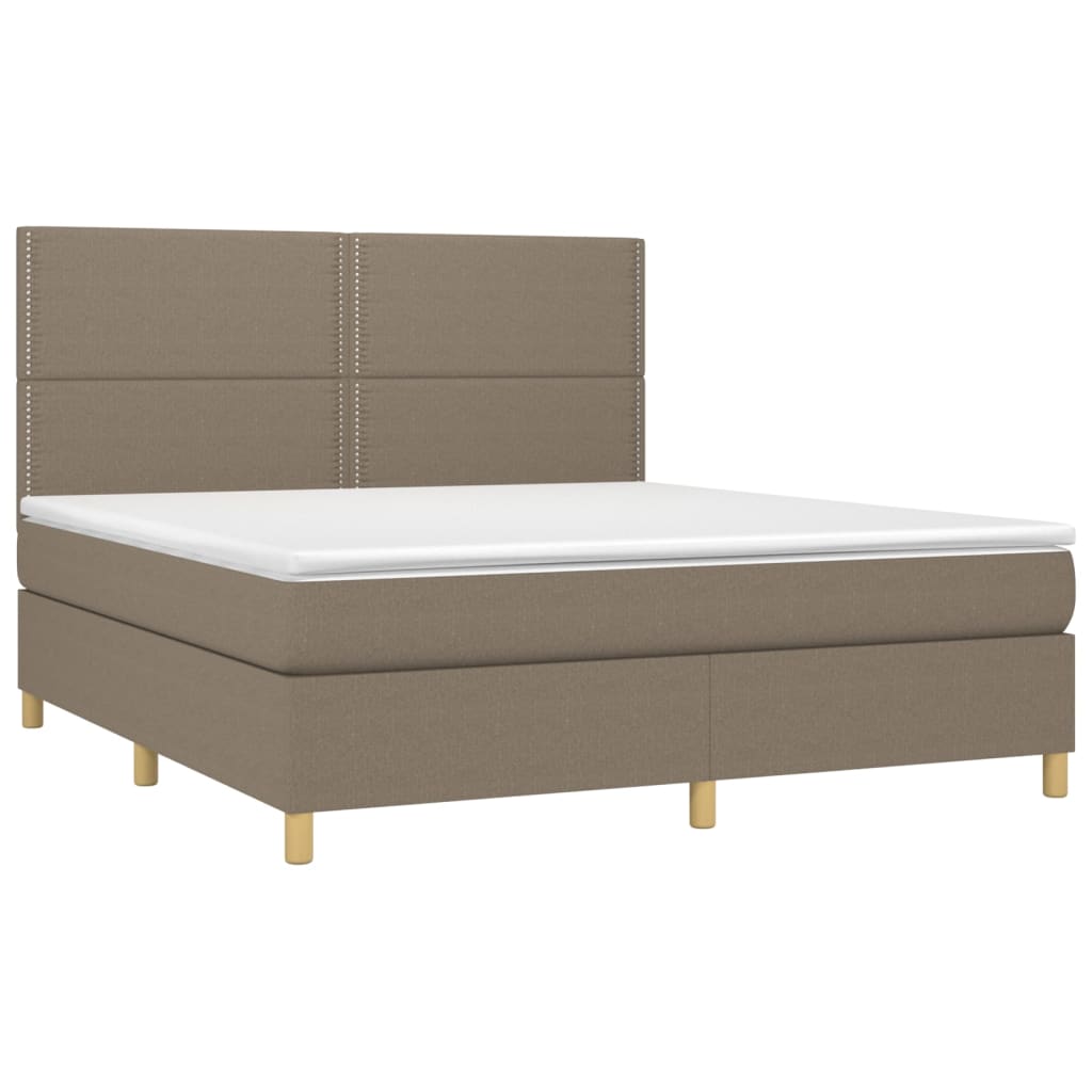 Sommier à lattes de lit et matelas et LED Taupe 160x200cm Tissu