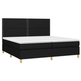 Sommier à lattes de lit et matelas et LED Noir 200x200 cm Tissu