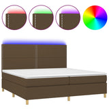 Sommier à lattes de lit matelas et LED Marron foncé 200x200 cm