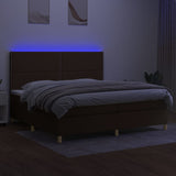 Sommier à lattes de lit matelas et LED Marron foncé 200x200 cm