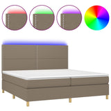 Sommier à lattes de lit et matelas et LED Taupe 200x200cm Tissu