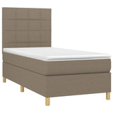 Sommier à lattes de lit et matelas et LED Taupe 90x190 cm Tissu