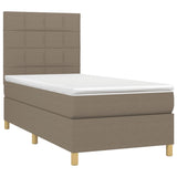 Sommier à lattes de lit et matelas et LED Taupe 90x200 cm Tissu