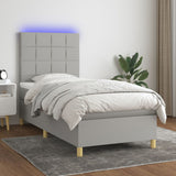 Sommier à lattes de lit matelas et LED Gris clair 100x200 cm