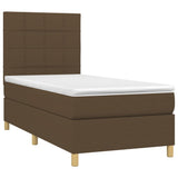 Sommier à lattes de lit matelas et LED Marron foncé 100x200 cm