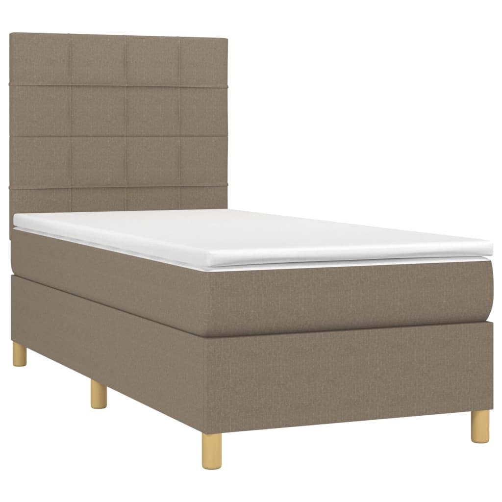 Sommier à lattes de lit et matelas et LED Taupe 100x200cm Tissu