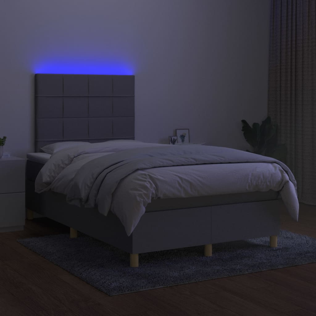 Sommier à lattes de lit matelas et LED Gris clair 120x200 cm