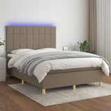 Sommier à lattes de lit et matelas et LED Taupe 140x200cm Tissu