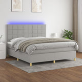 Sommier à lattes de lit matelas et LED Gris clair 160x200 cm