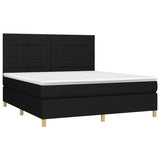 Sommier à lattes de lit et matelas et LED Noir 180x200 cm Tissu