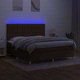 Sommier à lattes de lit matelas et LED Marron foncé 180x200cm