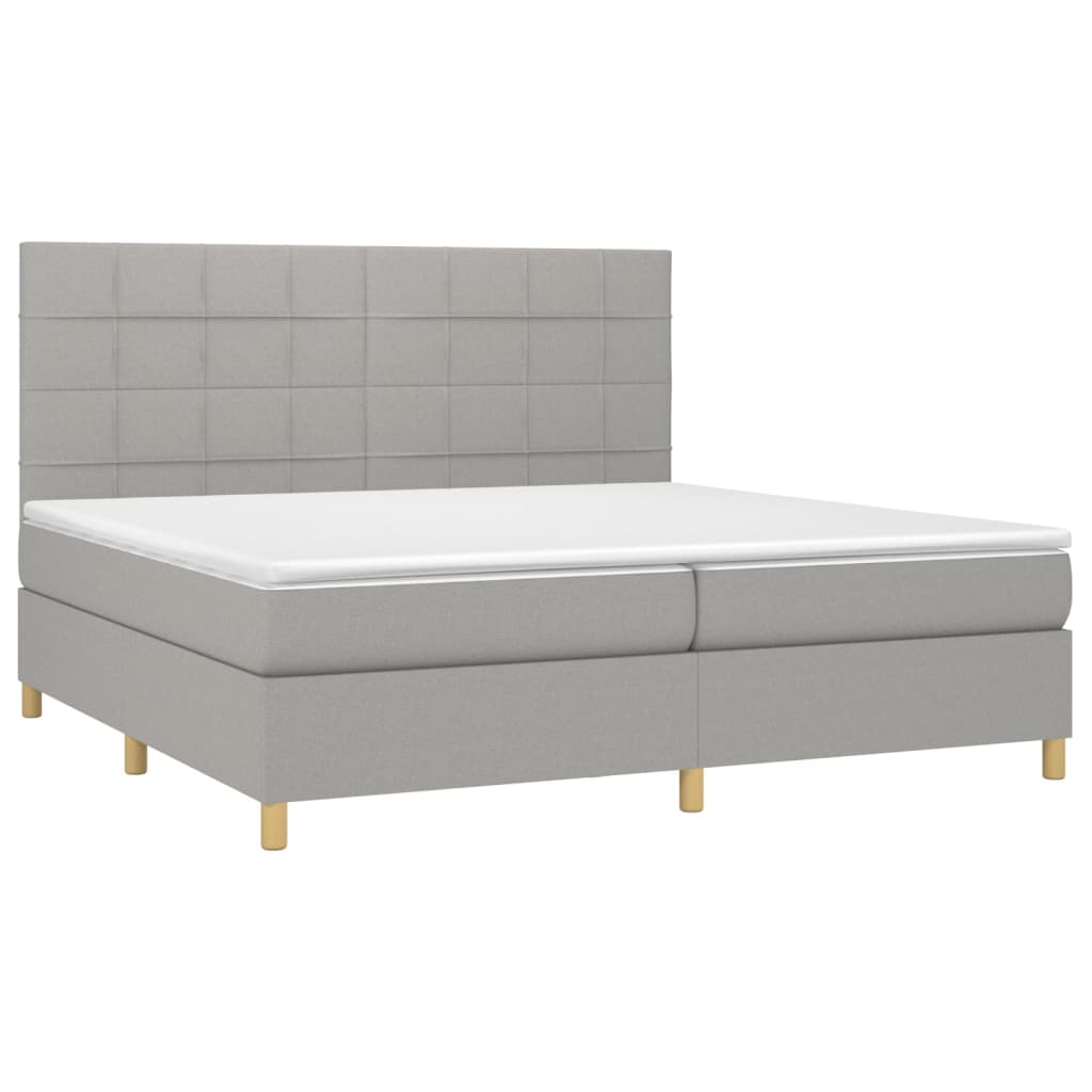 Sommier à lattes de lit matelas et LED Gris clair 200x200 cm