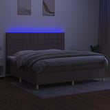 Sommier à lattes de lit et matelas et LED Taupe 200x200cm Tissu