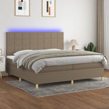 Sommier à lattes de lit et matelas et LED Taupe 200x200cm Tissu