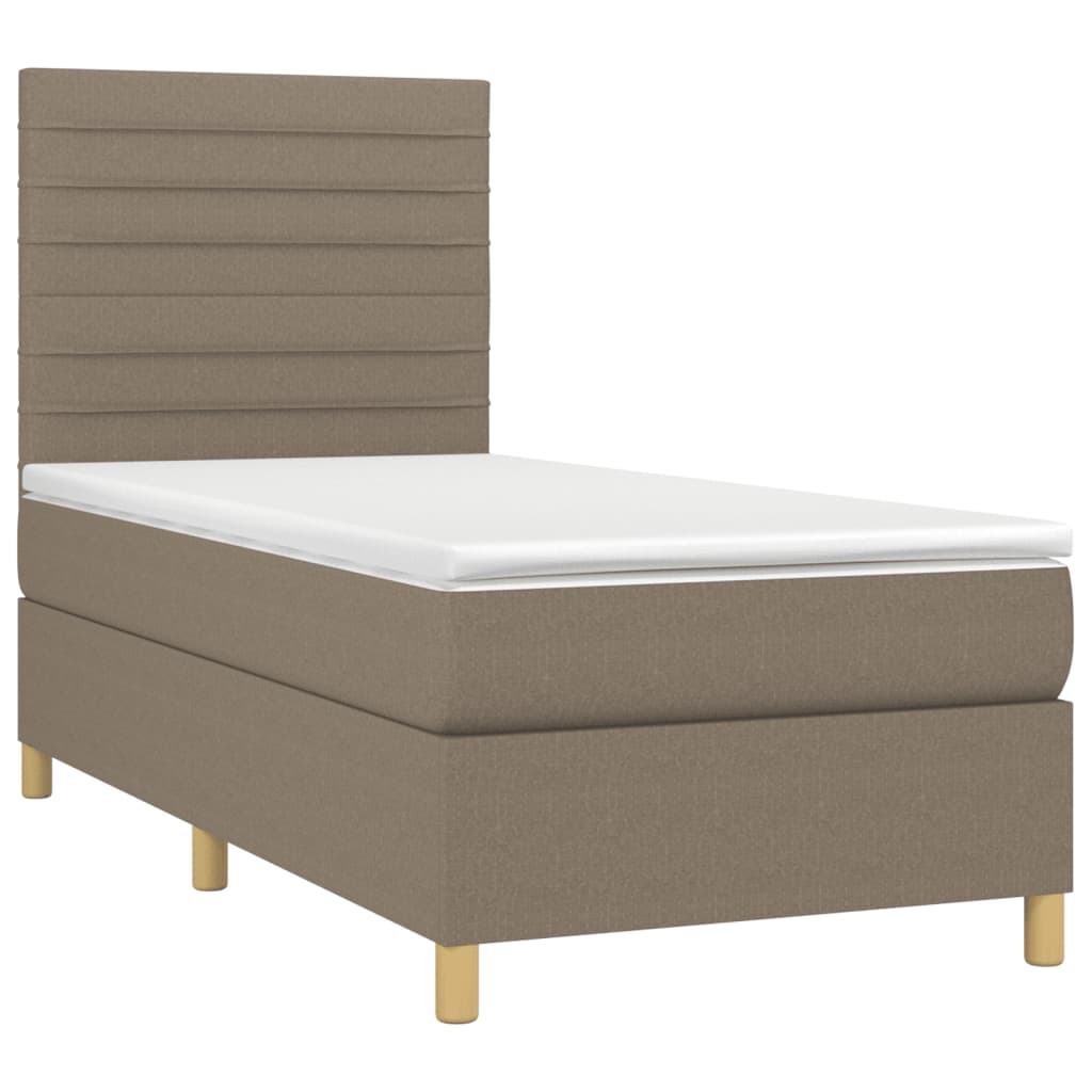 Sommier à lattes de lit et matelas et LED Taupe 90x190 cm Tissu