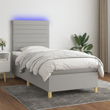 Sommier à lattes de lit matelas et LED Gris clair 100x200 cm