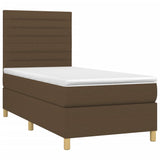 Sommier à lattes de lit matelas et LED Marron foncé 100x200 cm