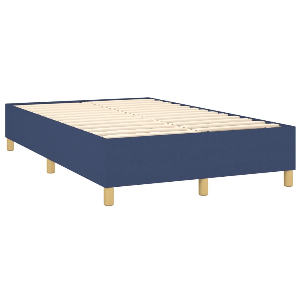 Sommier à lattes de lit et matelas et LED Bleu 120x200 cm Tissu