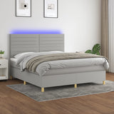 Sommier à lattes de lit matelas et LED Gris clair 160x200 cm