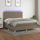 Sommier à lattes de lit et matelas et LED Taupe 160x200cm Tissu